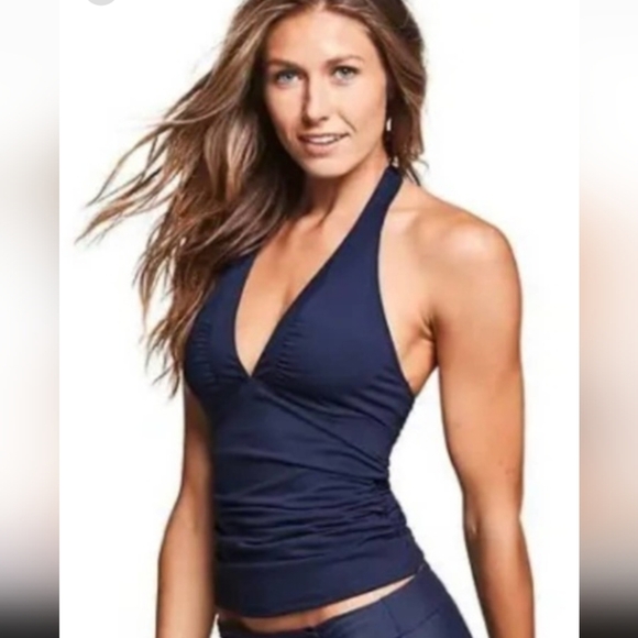 Athleta Shirrendipity Navy Halter Tankini Top Size Small EUC - Picture 1 of 6